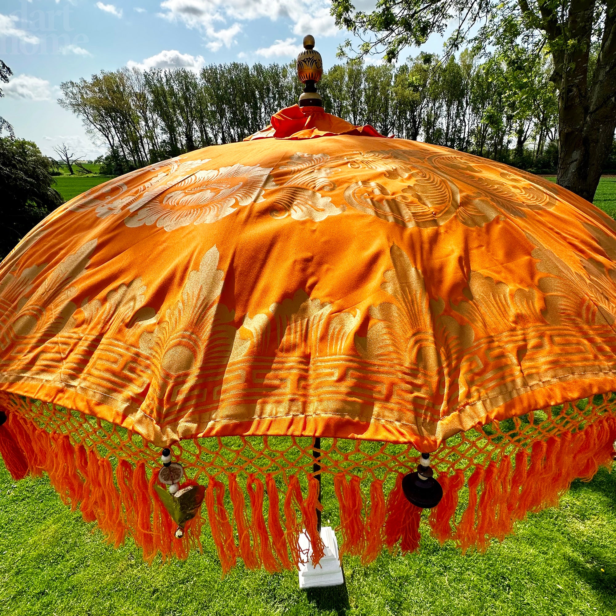 Orangefarbener und goldener Bali-Sonnenschirm, 2 m
