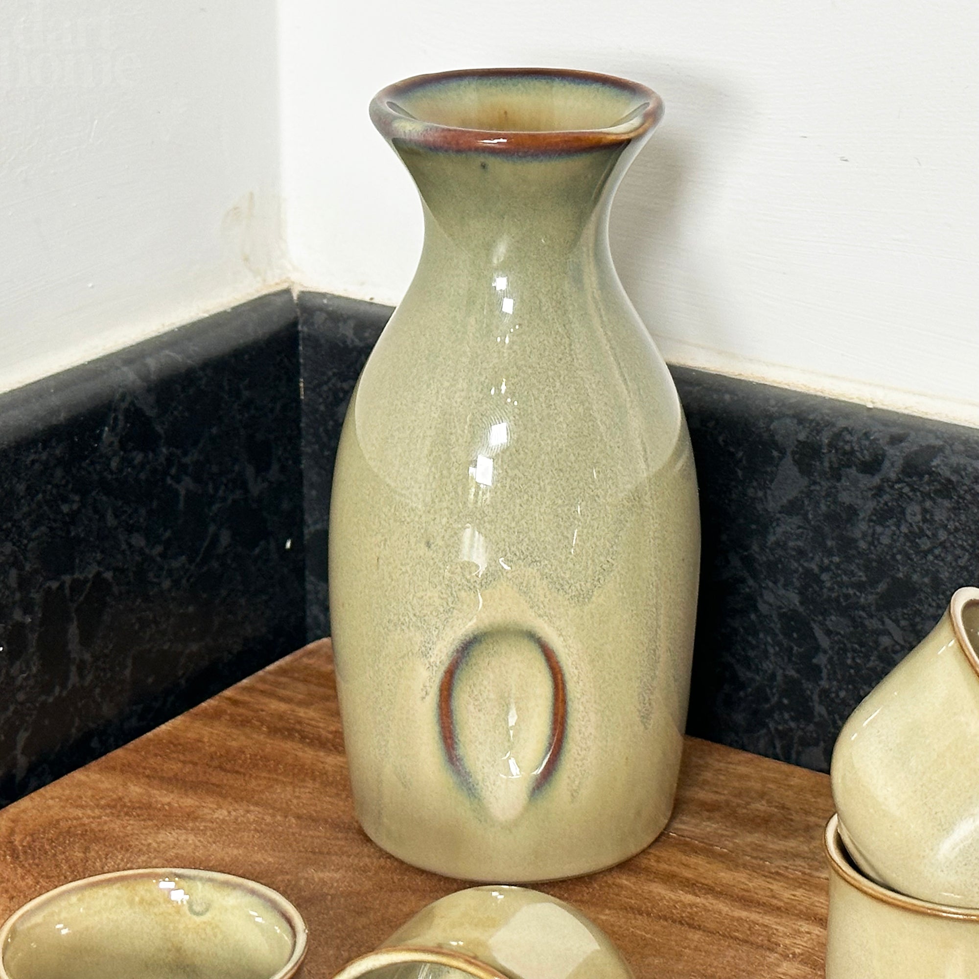 5pc Green Reactive Glaze Sake Set