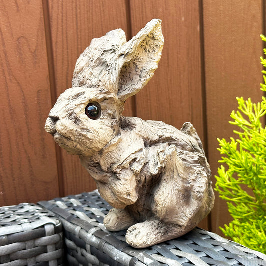 Wood Effect Bunny Sculpture
