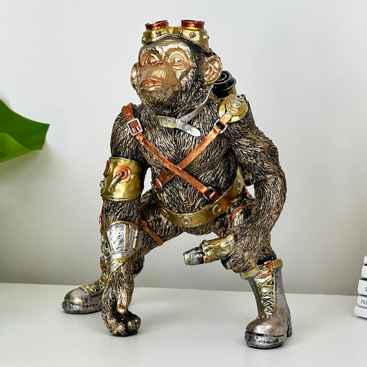 Gold Steampunk Monkey Sculpture