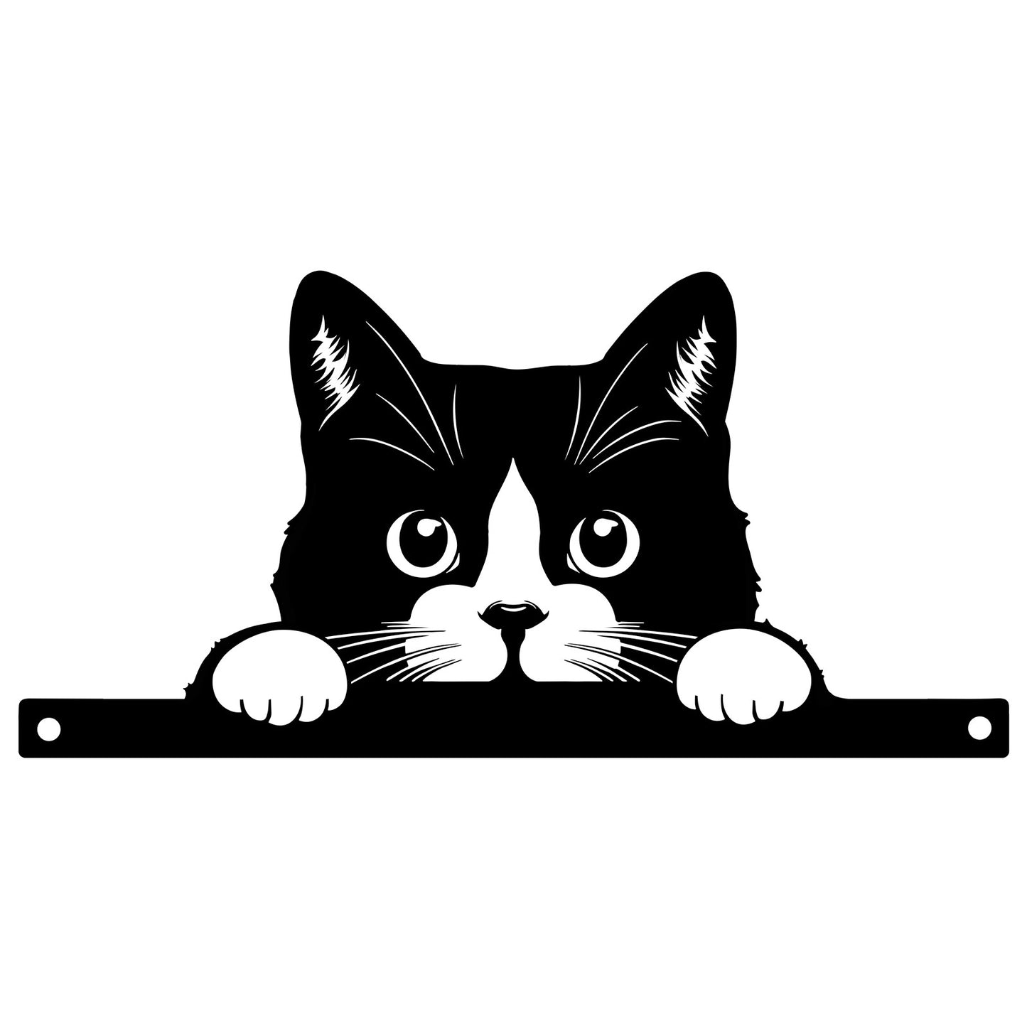 Black Metal Peeking Cat Fence Topper