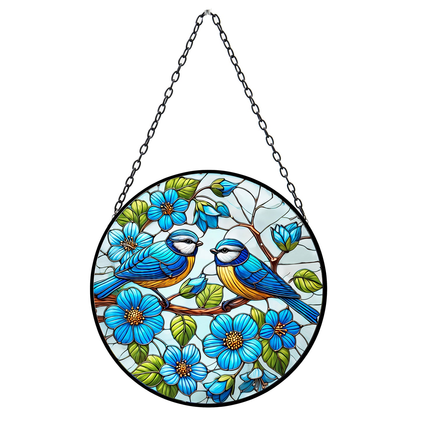 Hanging Stained Glass Blue Tit Suncatcher
