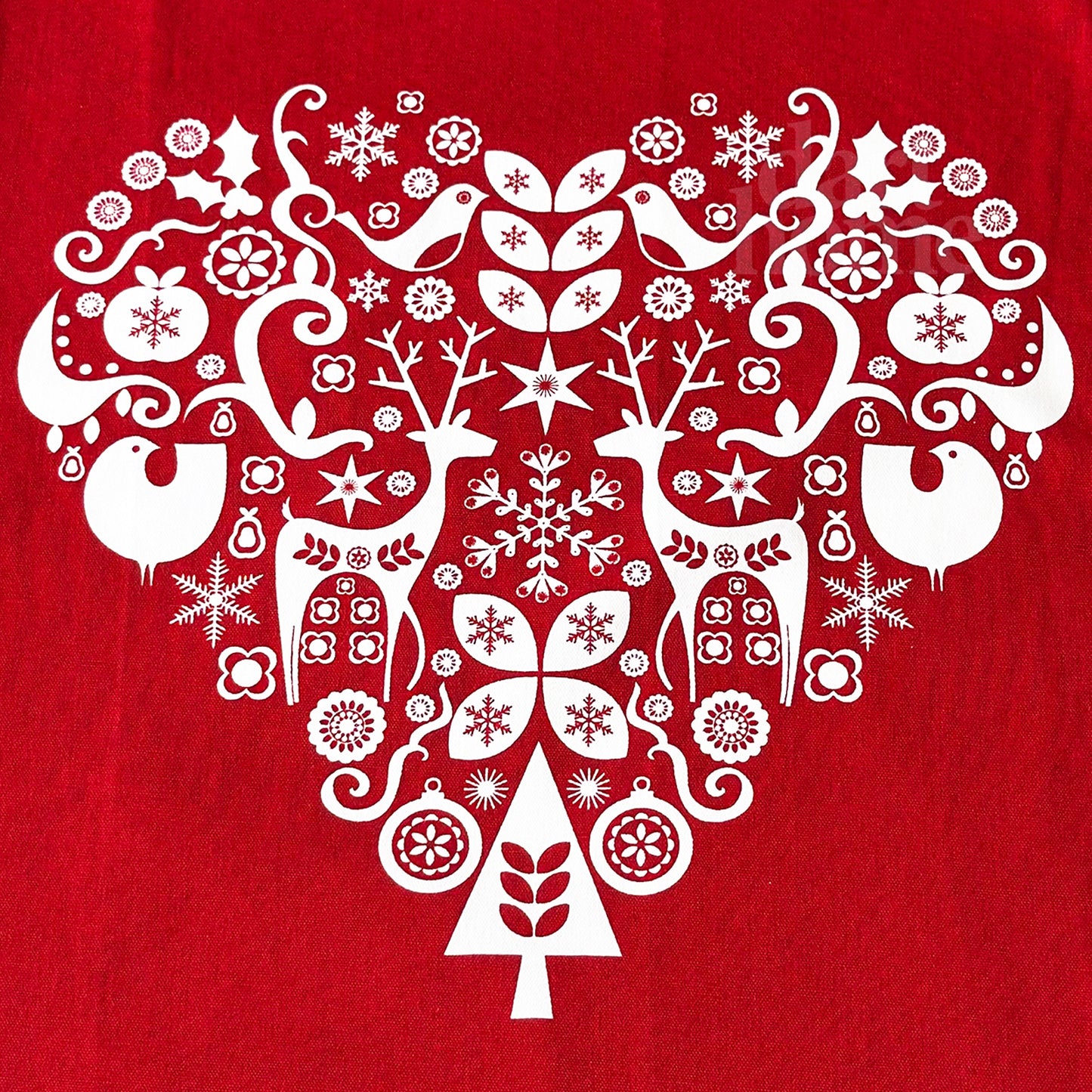 Pack Of 2 Red Nordic Christmas Tea Towels