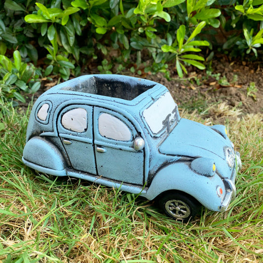 Light Blue French Car Cement Planter