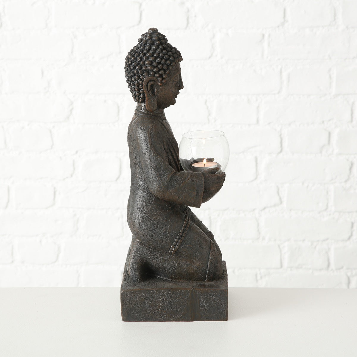 Brauner Buddha-Teelichthalter
