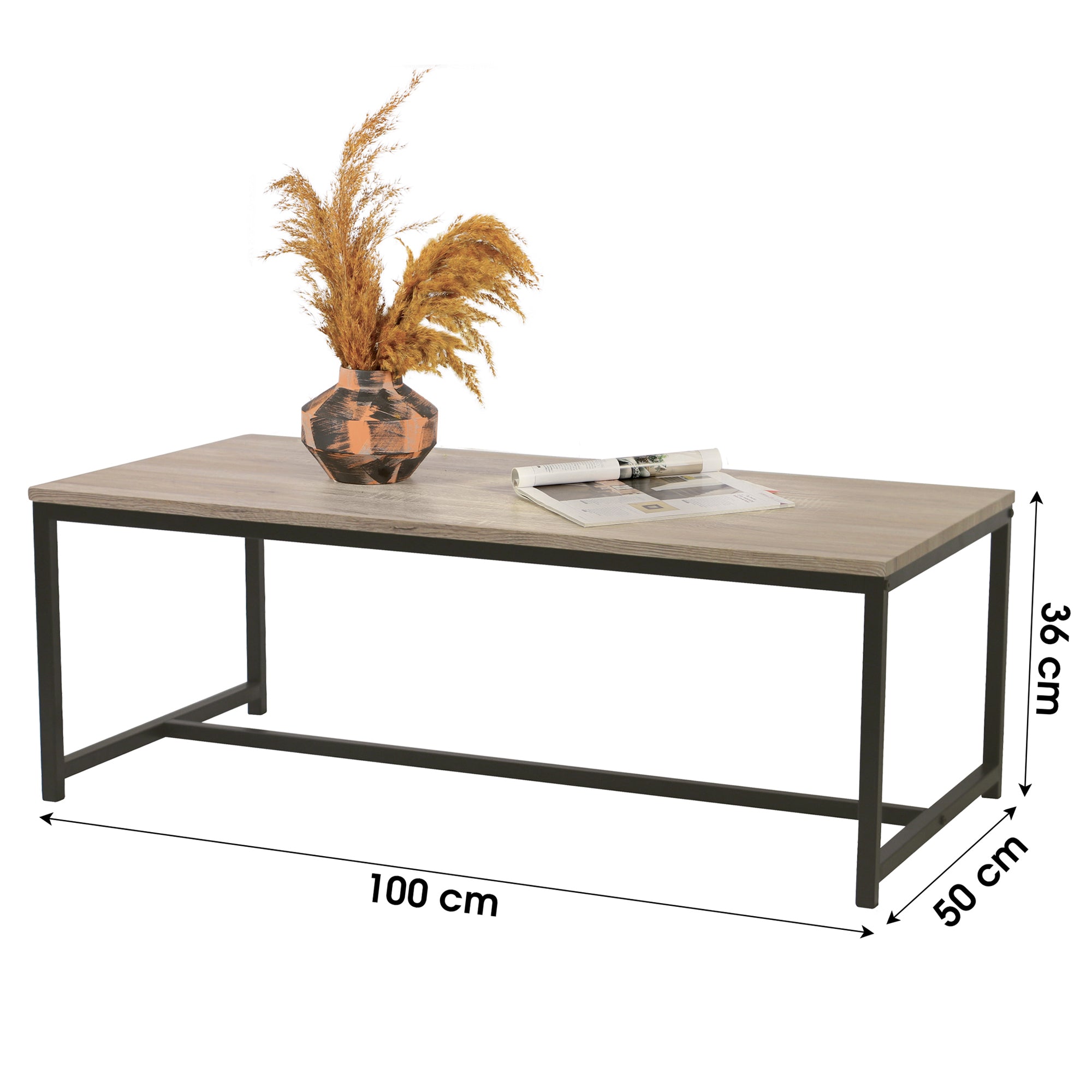 Wood & Metal Coffee Table 100 x 36cm