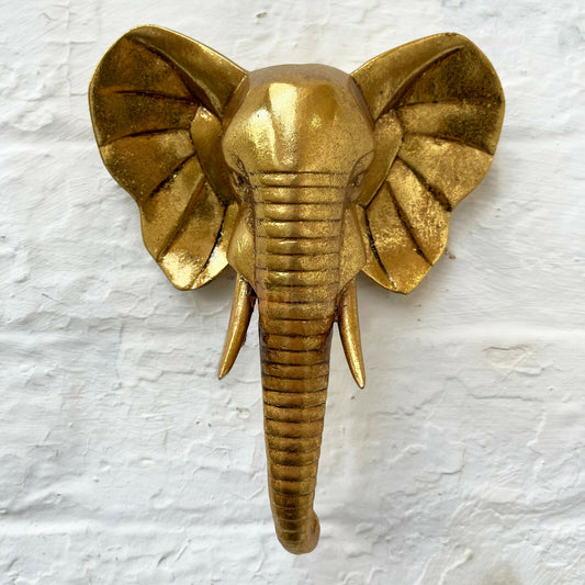 Gold Resin Elephant Wall Bust Ornament 21cm