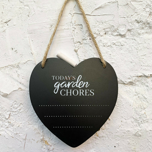 Hanging 'Garden Chores' Love Heart Memo Board Plaque 15cm