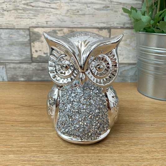 Silver Diamante Owl Figurine