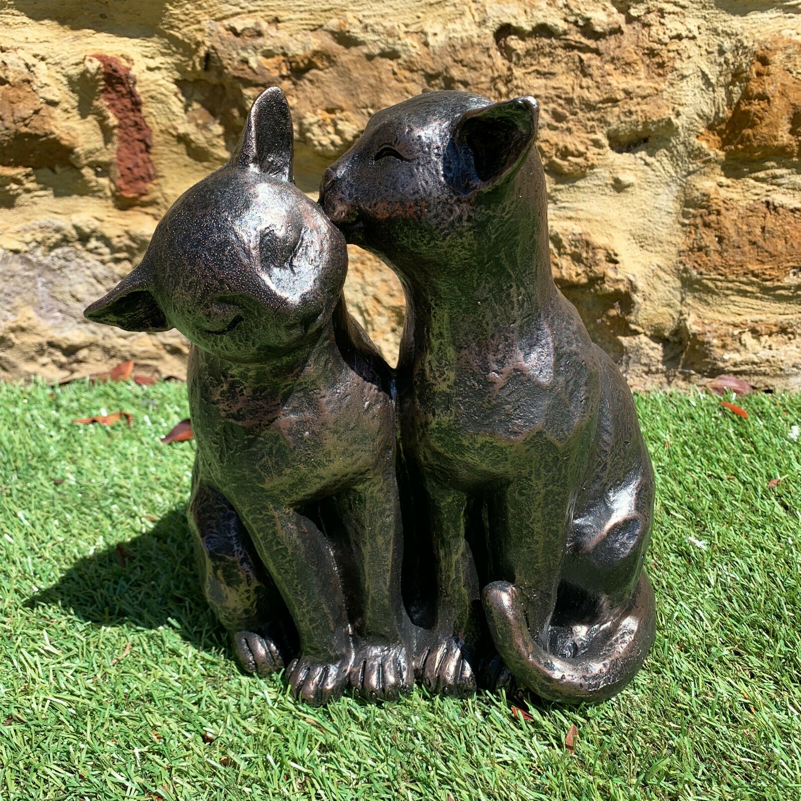 Black Preening Cats Garden Ornament