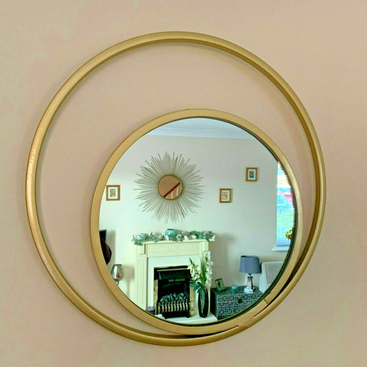 Industrial Home Double Circle Gold Mirror 48cm