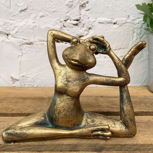 Gold Yoga Frog Ornament 17cm