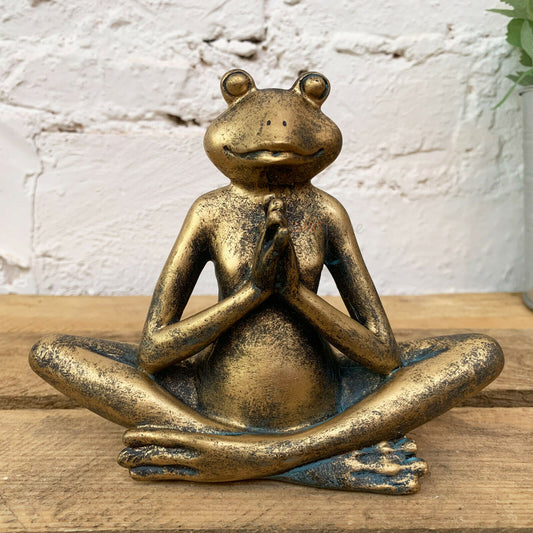 Gold Yoga Frog Ornament 15cm