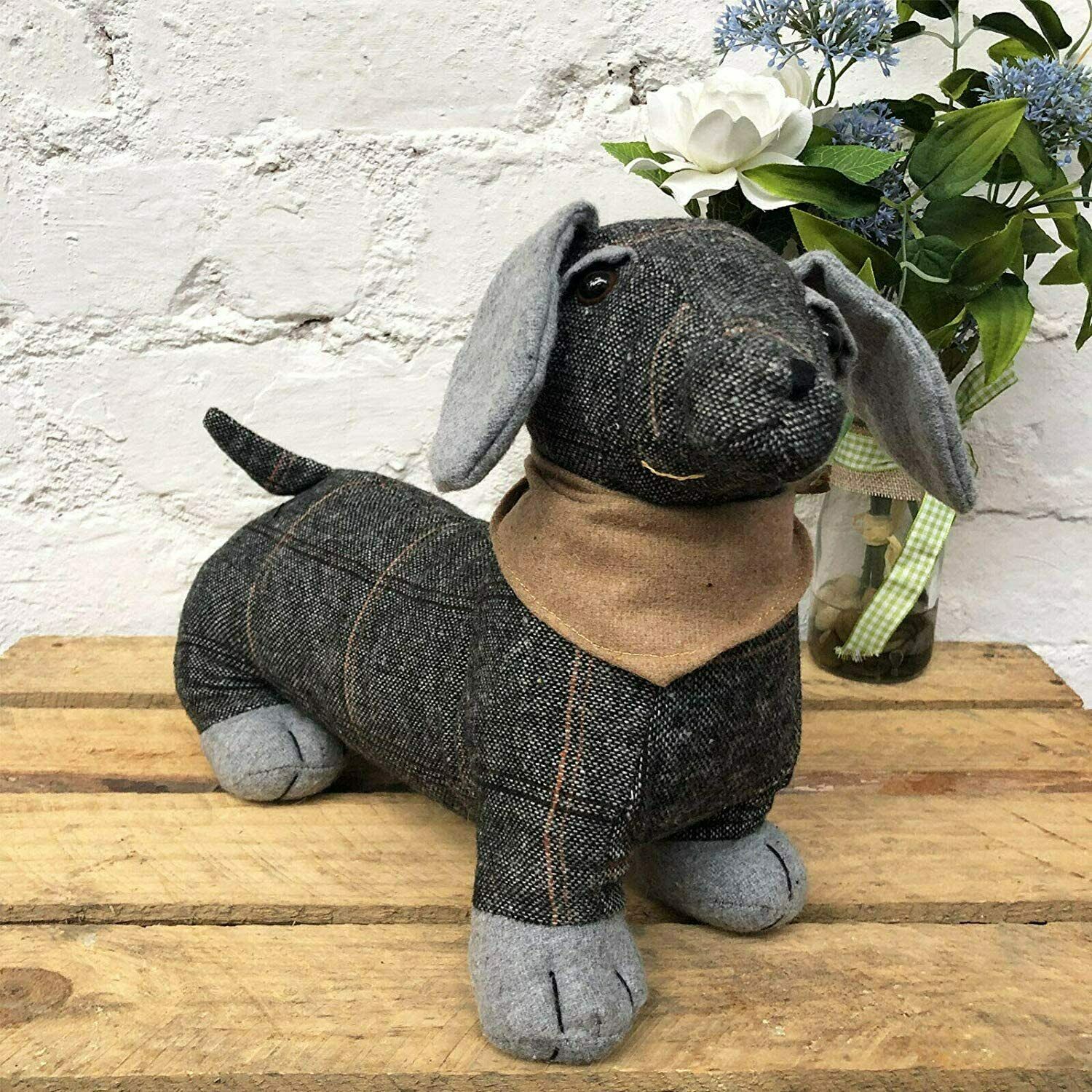 Grey hotsell dog doorstop