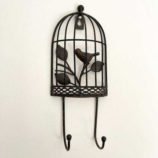 Cast Iron Bird Cage Double Wall Coat Hooks 22cm CLEARANCE