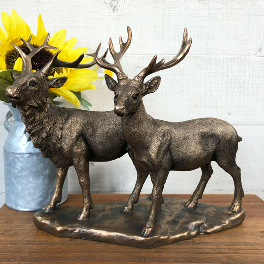 Bronze Resin Stag Pair Ornament