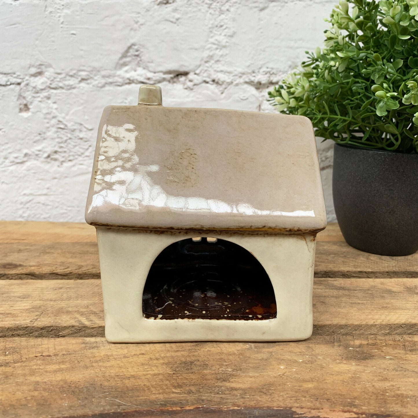 Beige Ceramic House Tealight Holder