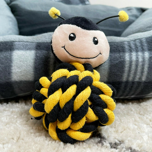 Bumble Bee Rope Ball Dog Chew Toy