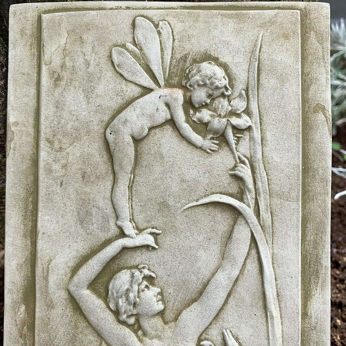 Stone Nymph And Angel Cherub Plaque A