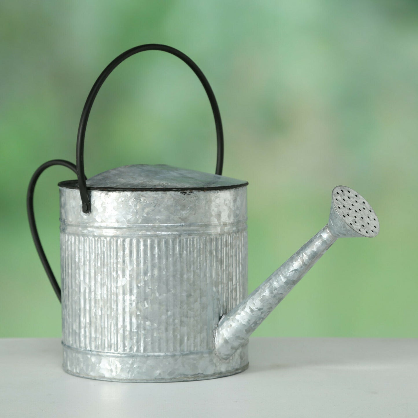 Graue Gießkanne aus verzinktem Metall