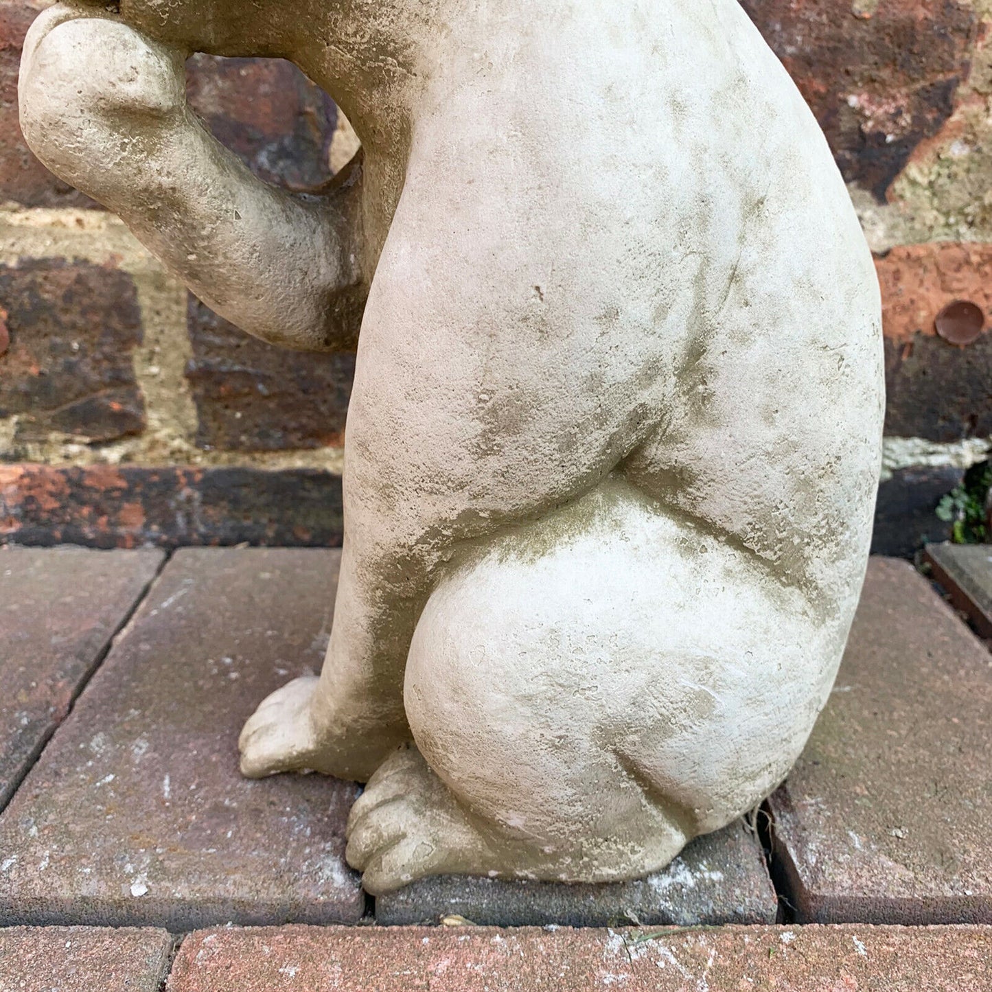 Stone Paw Licking Cat Garden Sculpture