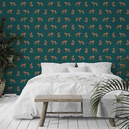 Saphire Leopards Luxury Wallpaper 10m Roll