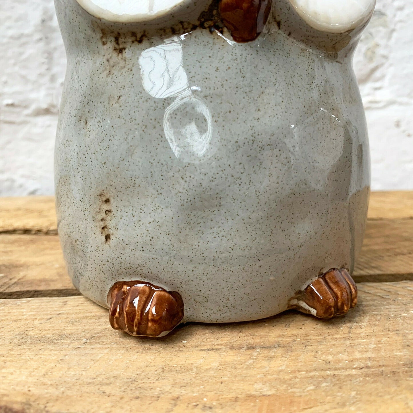 Speckled Ceramic Owl Planter
