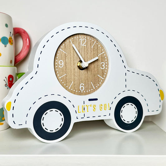 White Car Childrens Clock