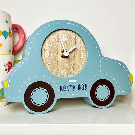 Blue Car Childrens Clock