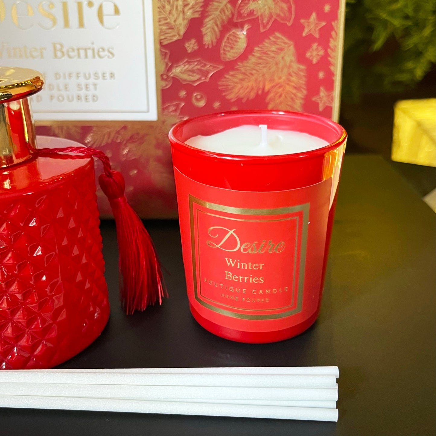 Winterbeeren-Weihnachtskerzen-Diffusor-Geschenkset