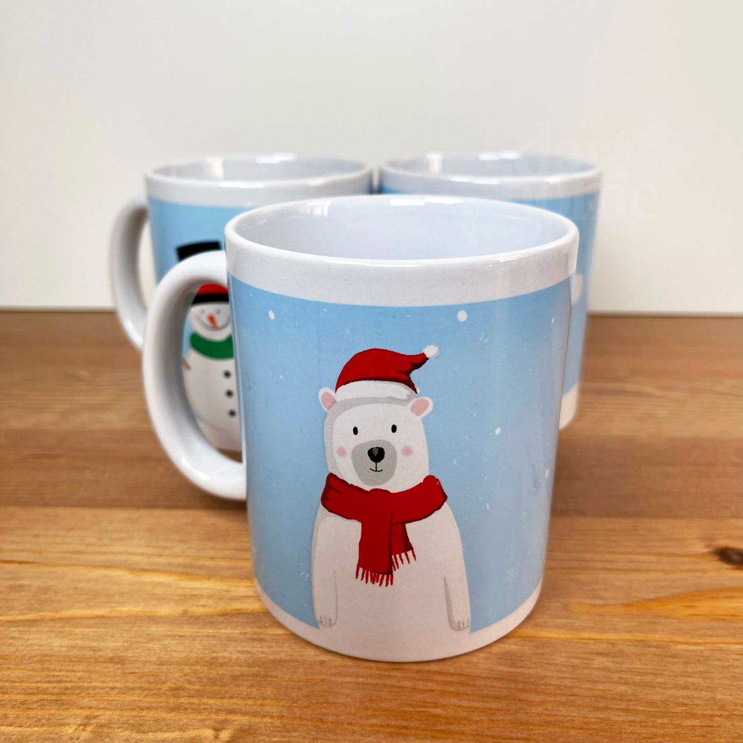 Pale Blue Christmas Mugs Assorted Set Of 3