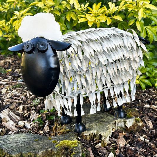 White Metal Garden Sheep Statue