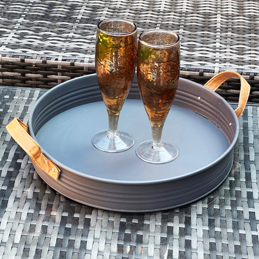 Round Charcoal Grey Serving Tray