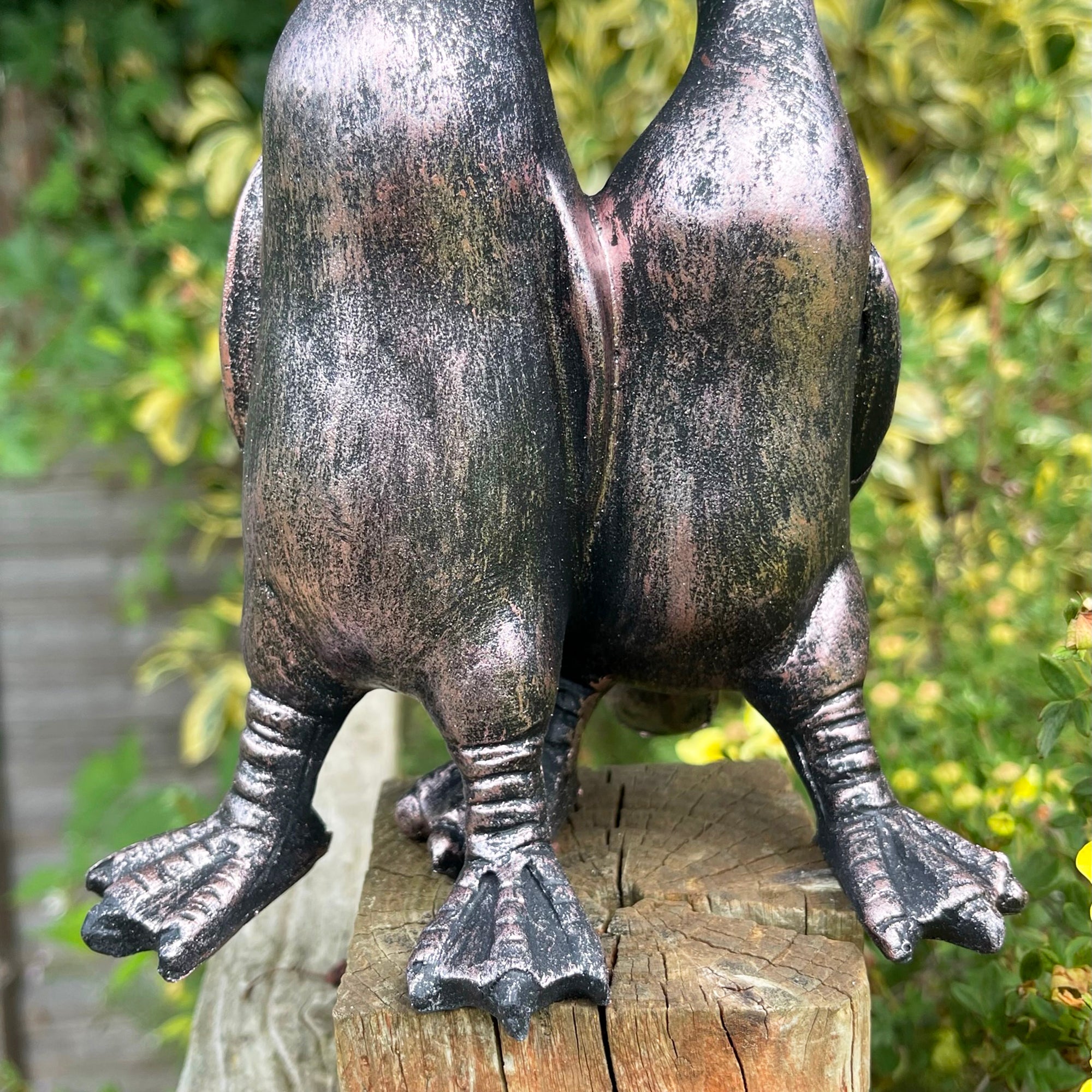 Bronze Resin Duck Pair Garden Sculpture 19cm