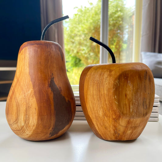 Teak Wood Apple & Pear Ornaments