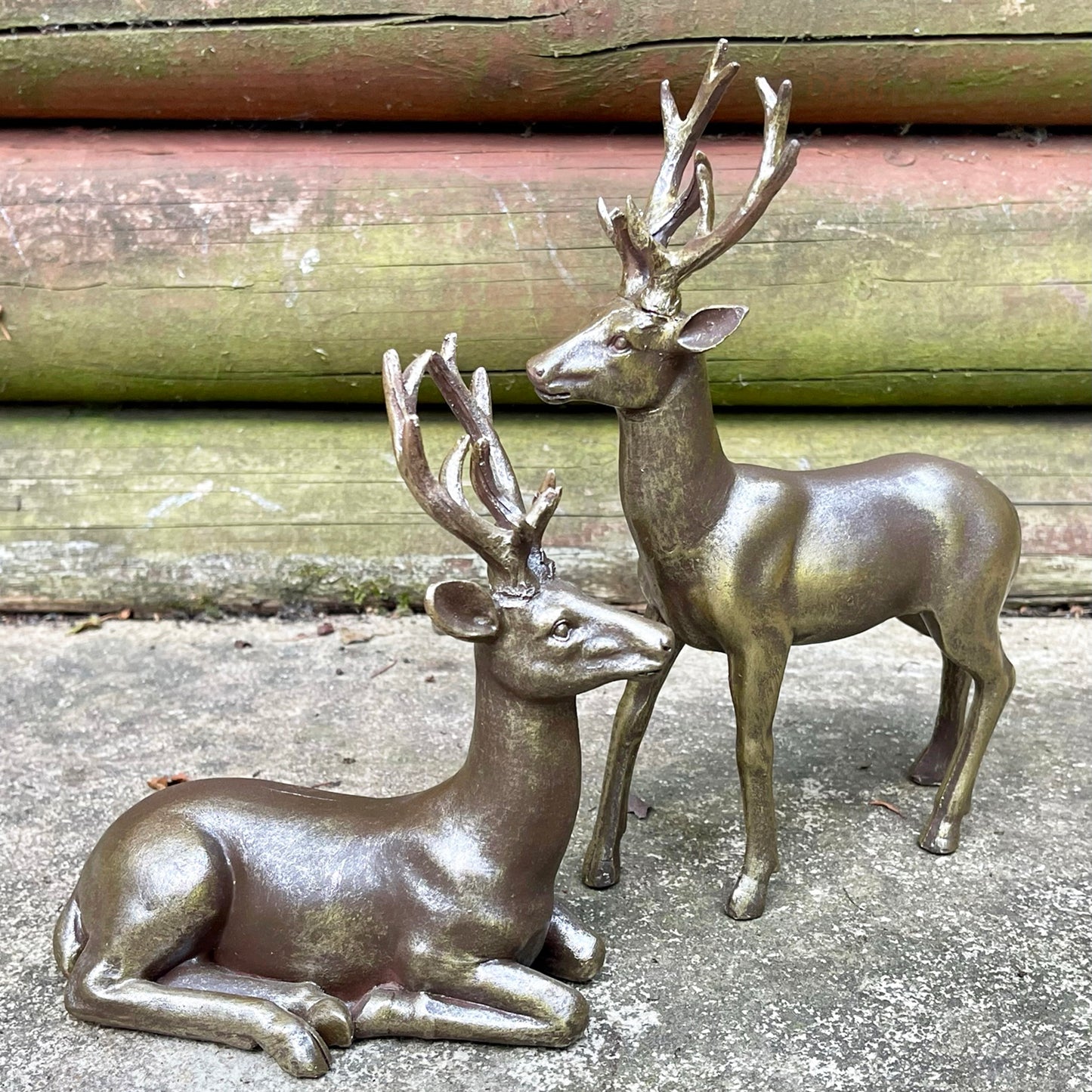 Antikgoldene Hirschornamente im 2er-Set