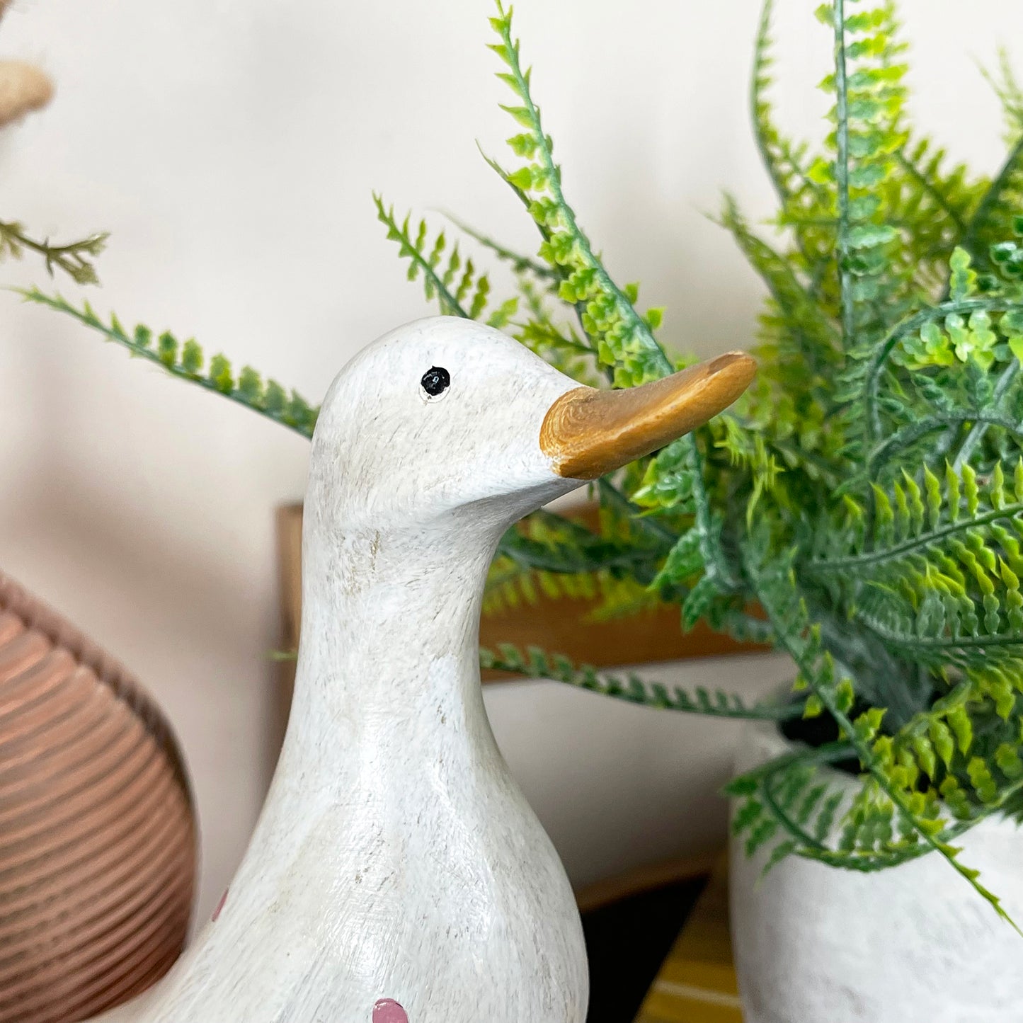 Pink Polka Dot Duck Figurine