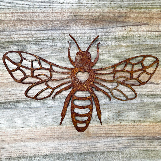 Rusted Metal Honey Bee Sihouette Wall Art
