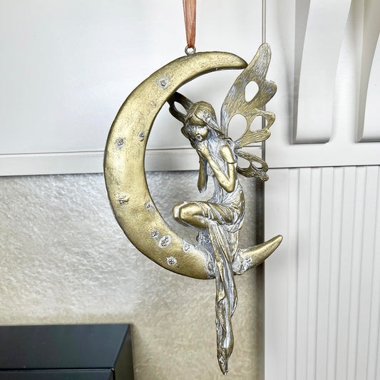Hanging Fairy On Crescent Moon Figurine