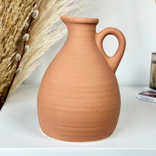 Terracotta Jug Vase With Handle