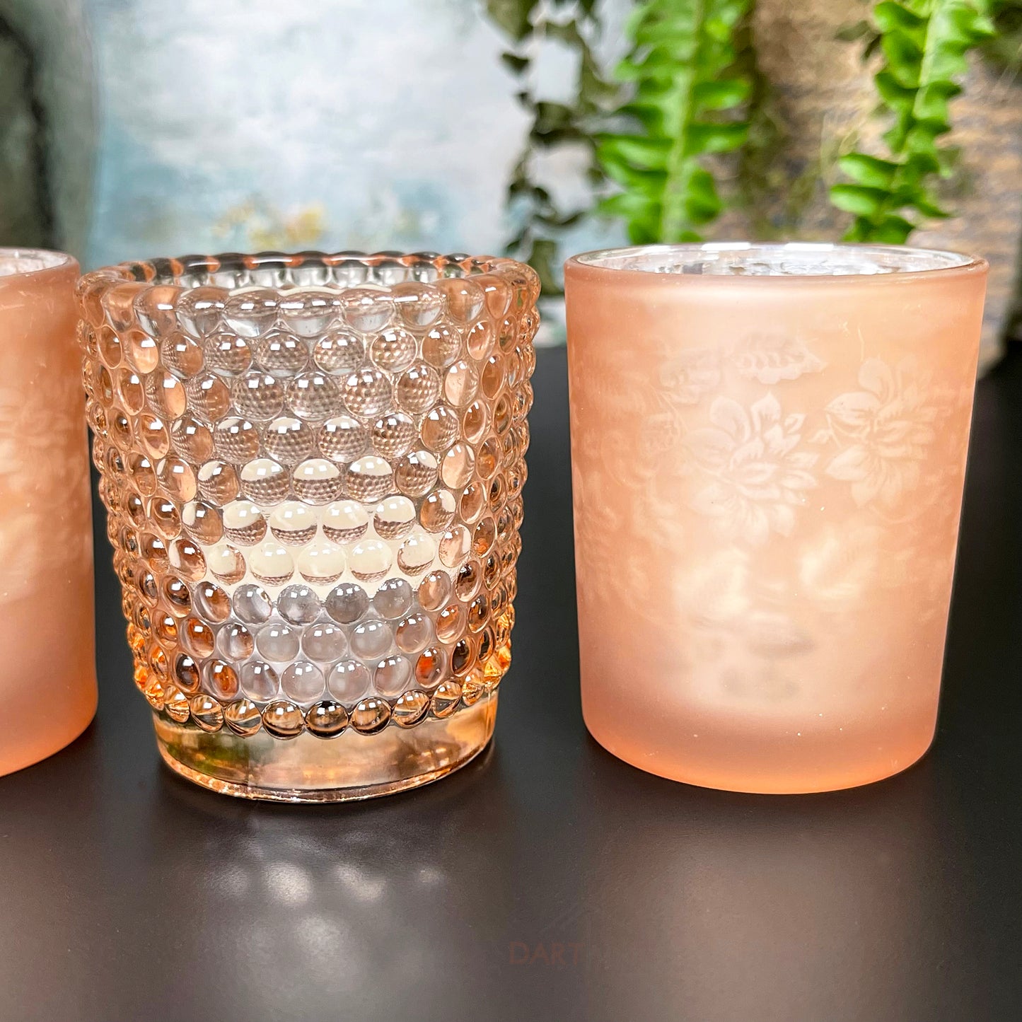 Set Of 4 Peach Blossom Tea Lights & Votives