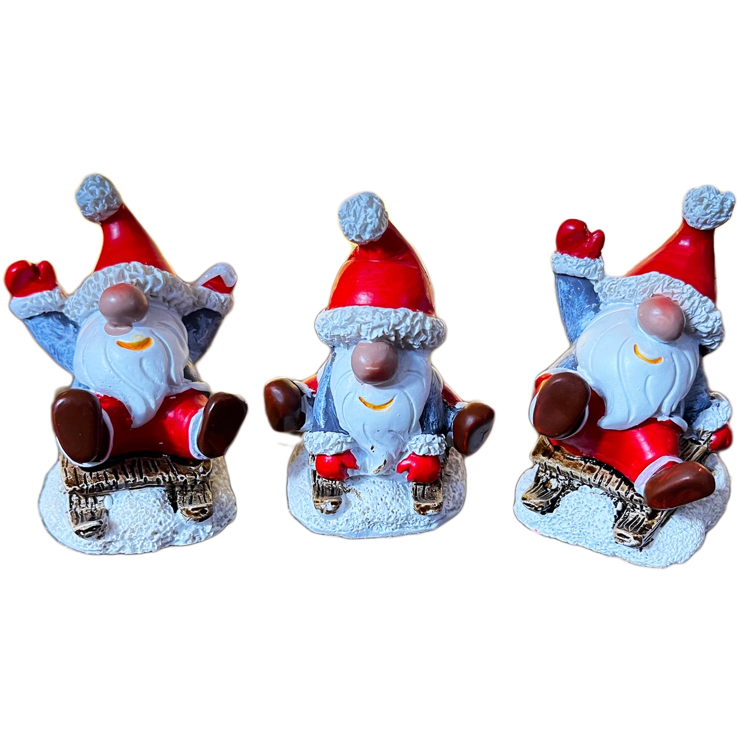 Verspieltes Miniatur-Weihnachtsmann-Gonks-Set mit 3 Stück