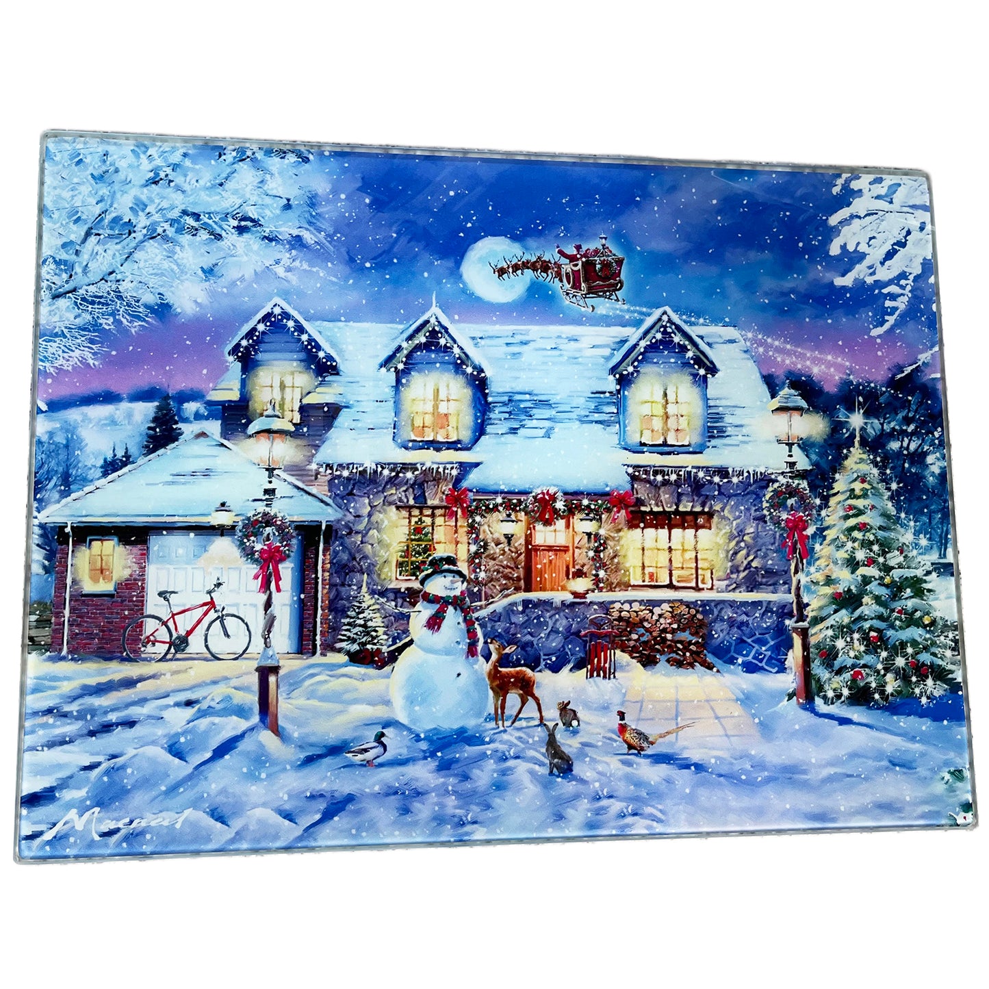 Magical Christmas Glass Chopping Board