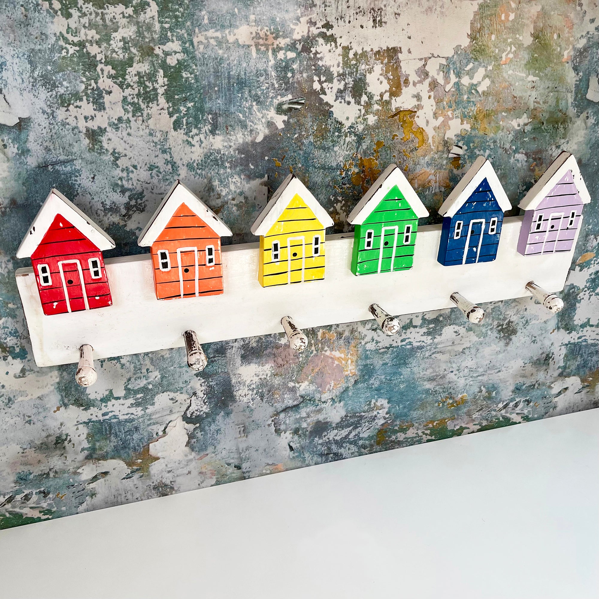 Coloured Wood 6 Hook Beach Hut Coat Rack