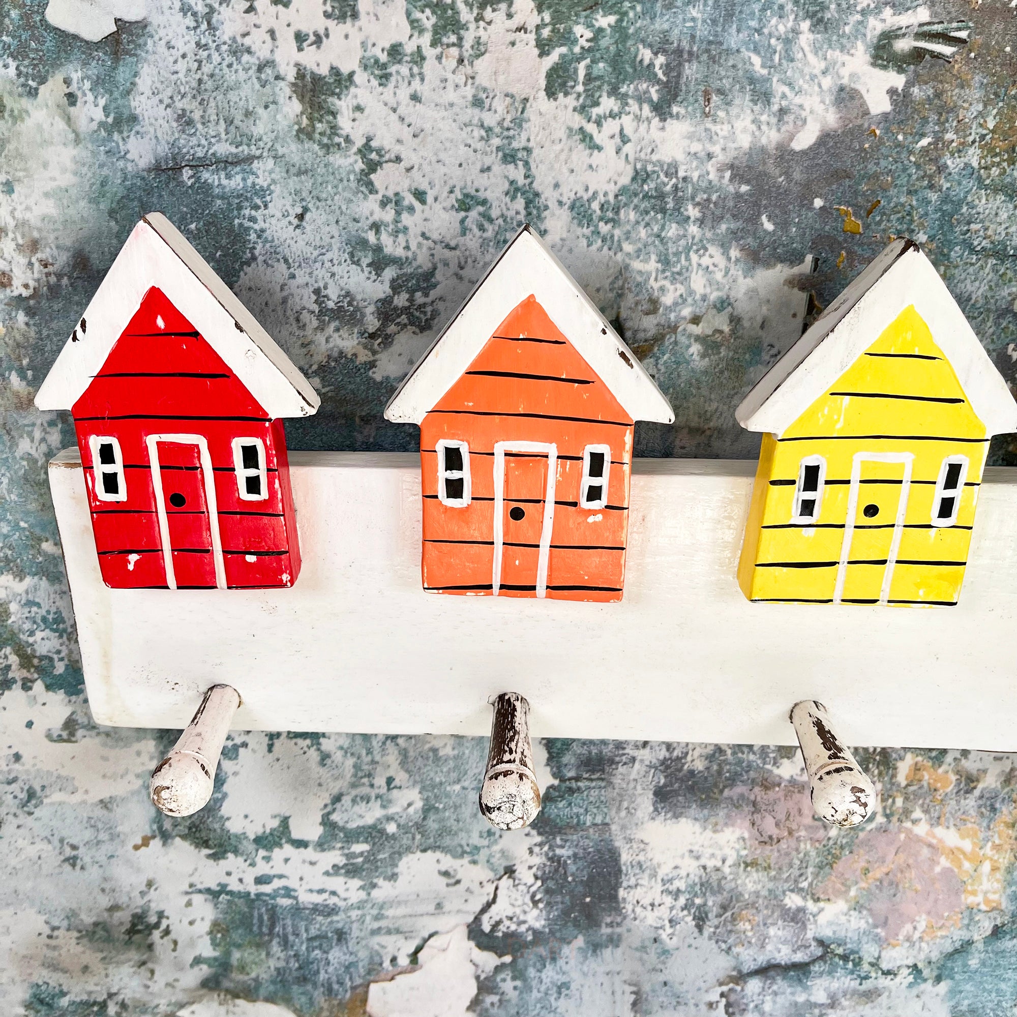 Coloured Wood 6 Hook Beach Hut Coat Rack