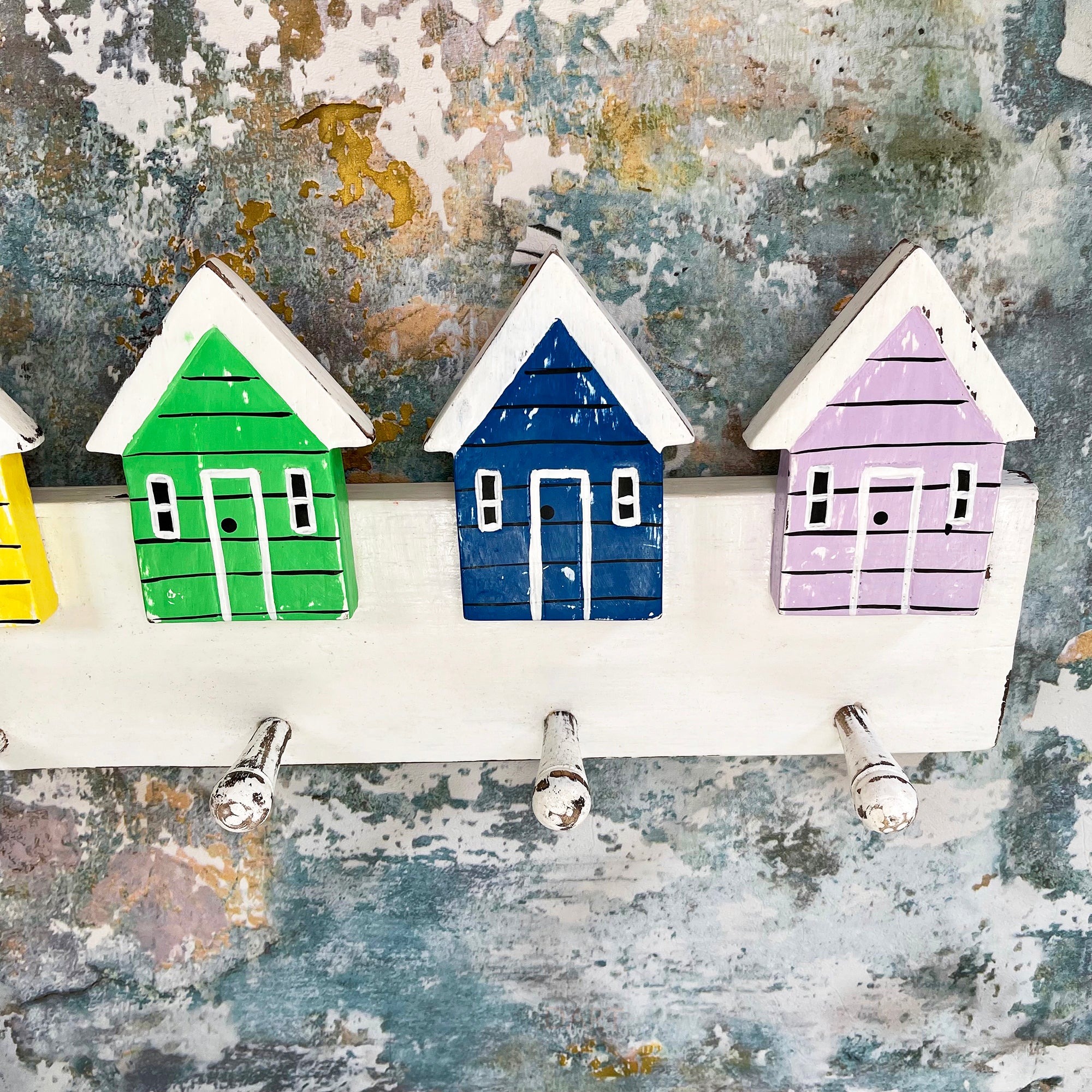 Coloured Wood 6 Hook Beach Hut Coat Rack