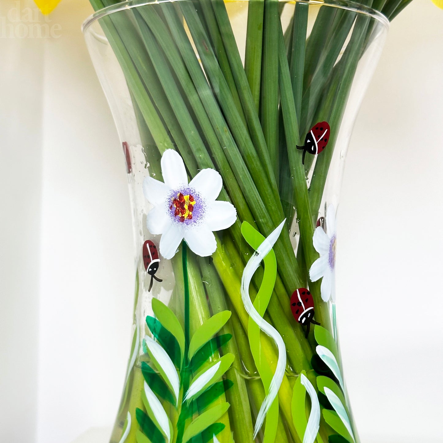 Hand Painted Glass Ladybirds Vase