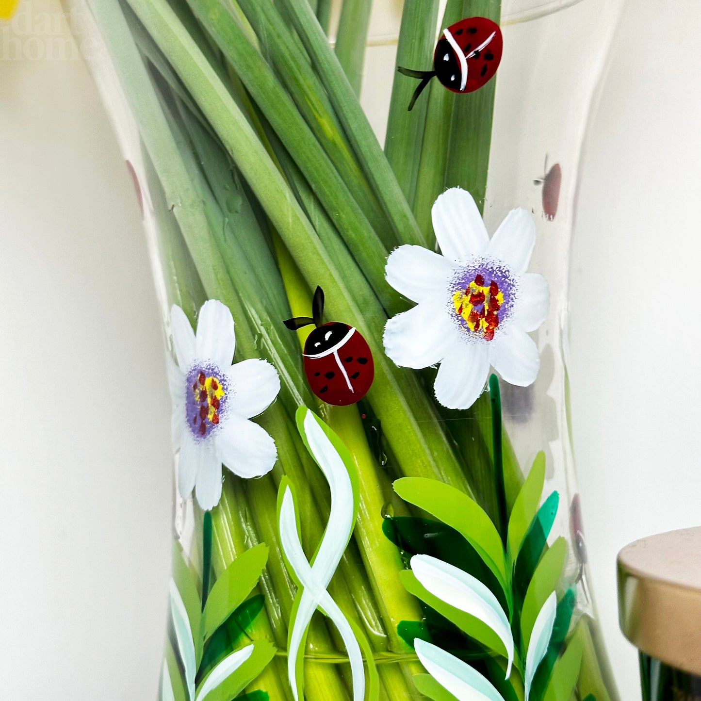 Hand Painted Glass Ladybirds Vase
