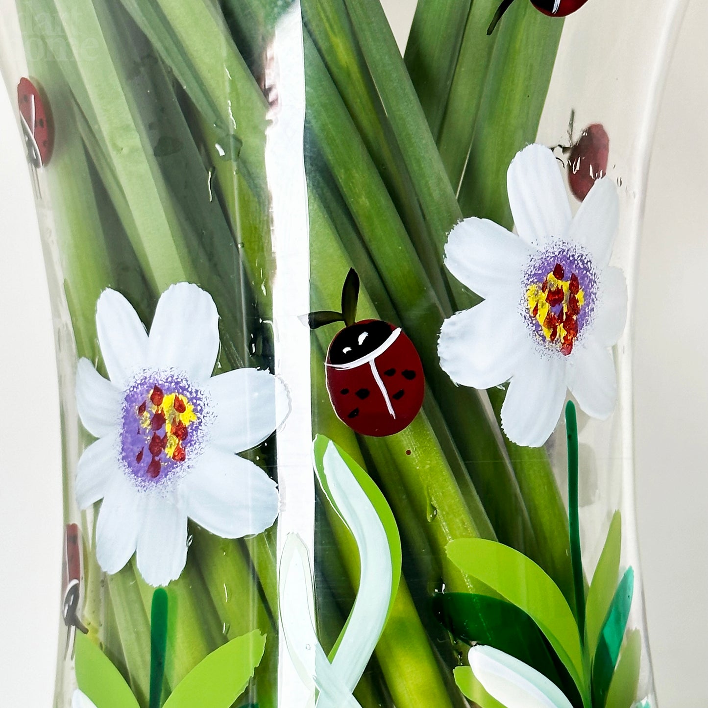 Hand Painted Glass Ladybirds Vase