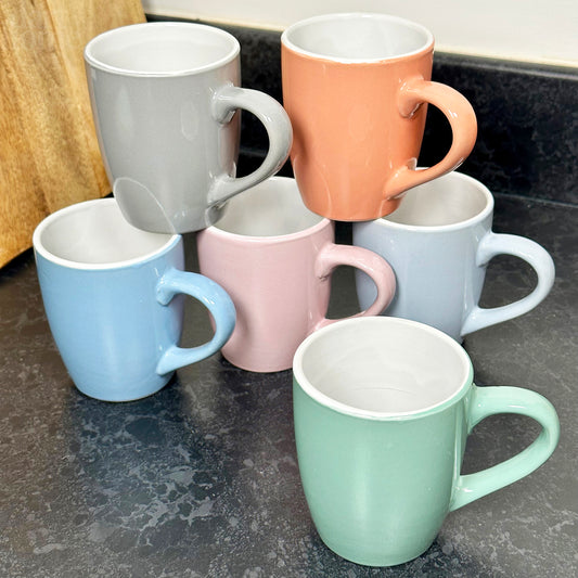 Set Of 6 Multi Pastel Mugs 150ml